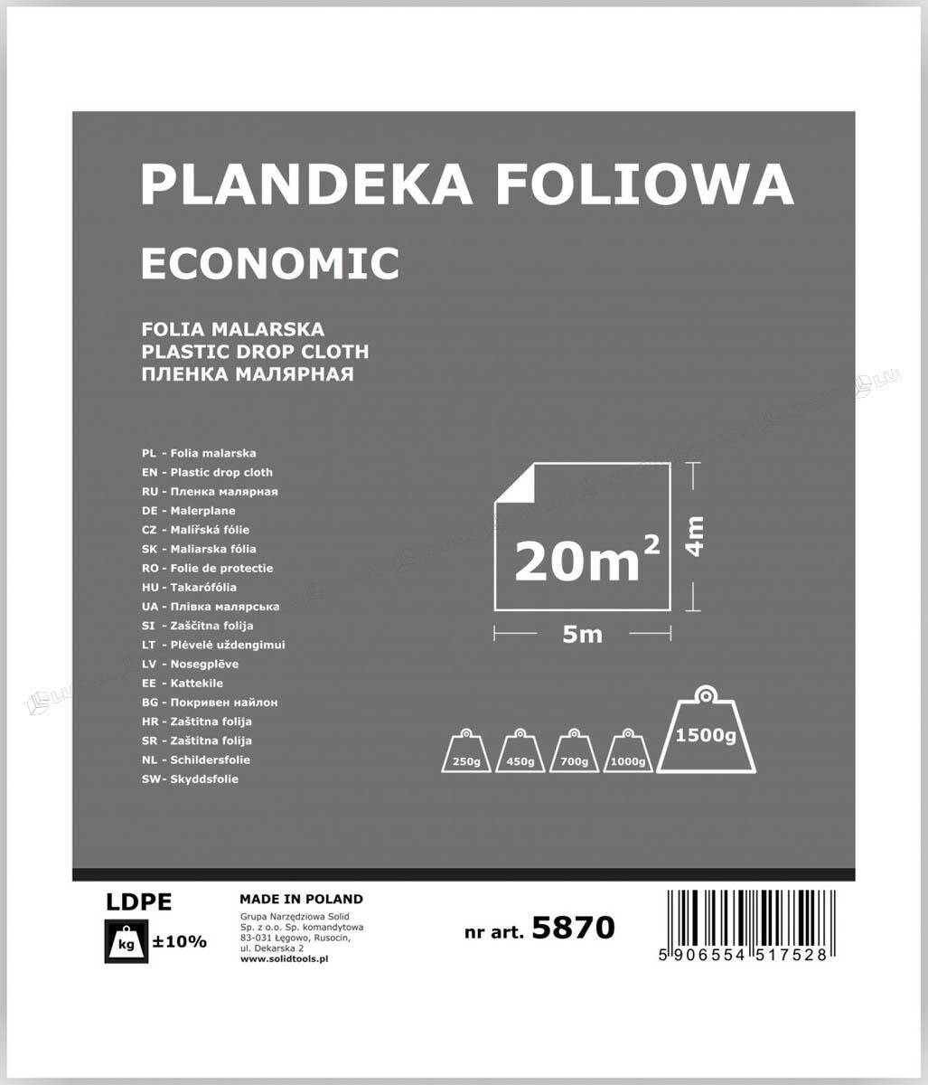 Folia malarska 4x5 Plandeka Foliowa Economic 1500g (czarna) 5870