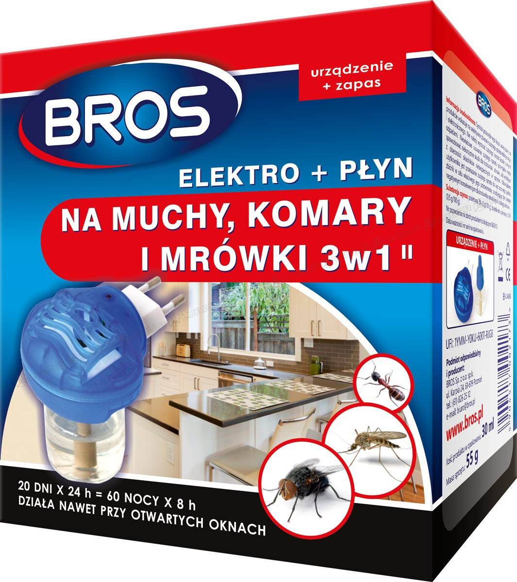 Elektro + płyn na muchy, komary i mrówki 3w1 BROS*