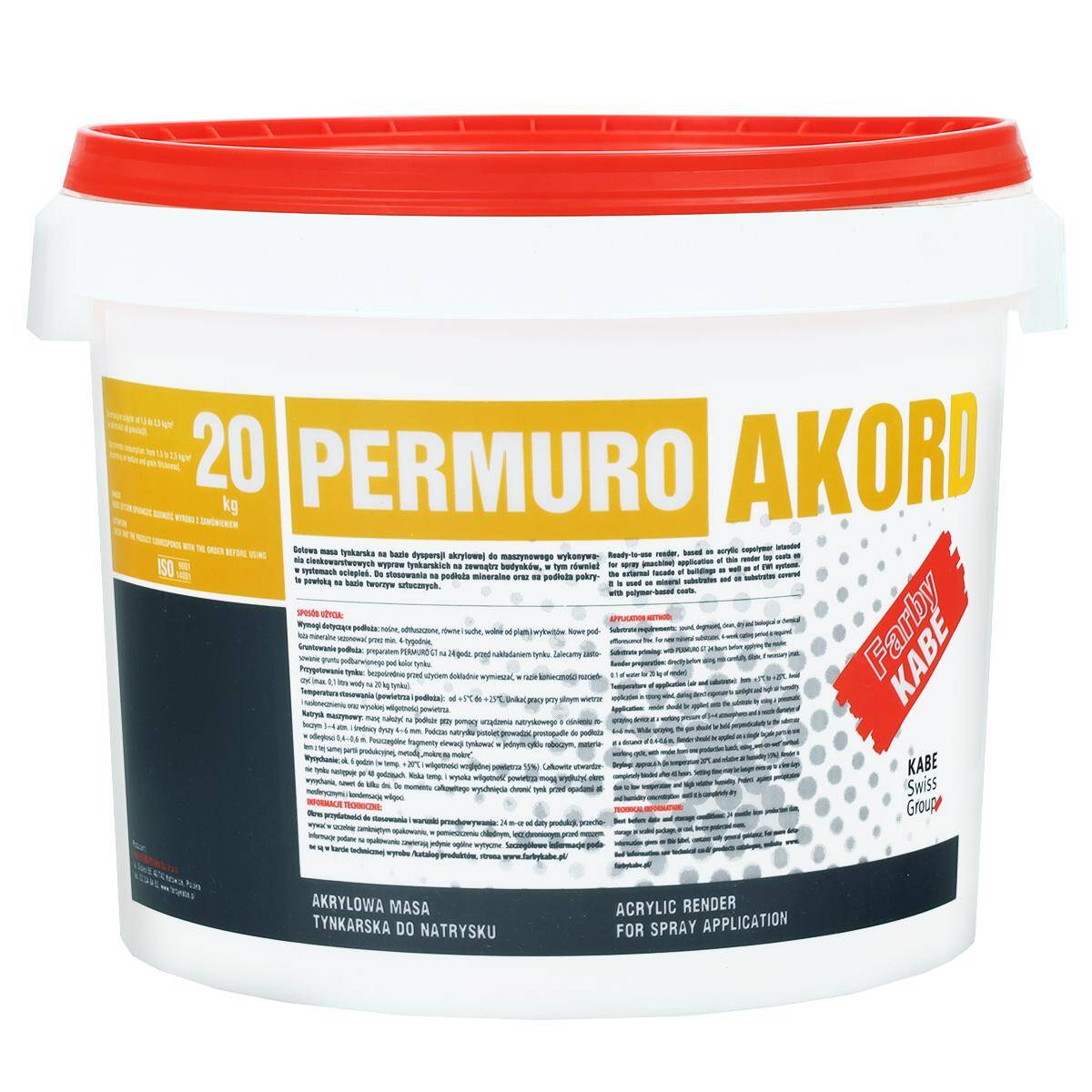 Tynk akrylowy do natrysku maszynowego 1,5 mm Kabe Permuro Akord 20 kg K11790