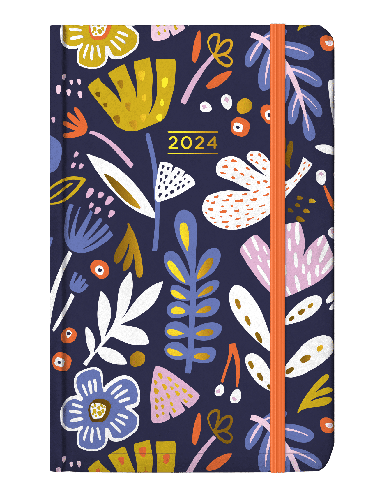 Kalendarz 2024 kieszonkowy z gumką malowane rośliny