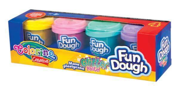Masa plastyczna / ciastolina  Fun Dough 4 kolory pastelowe z brokatem 34326 Colorino Creative