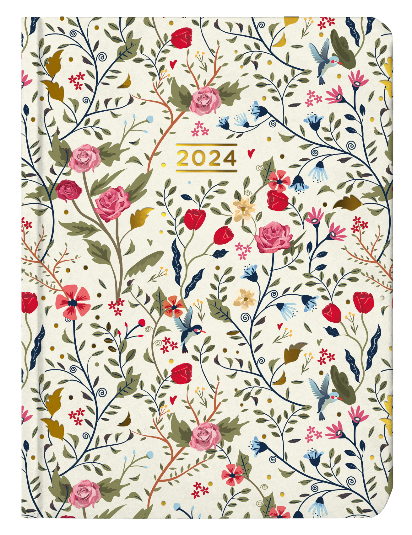 Kalendarz 2024 B6 tygodniowy biały w kwiaty