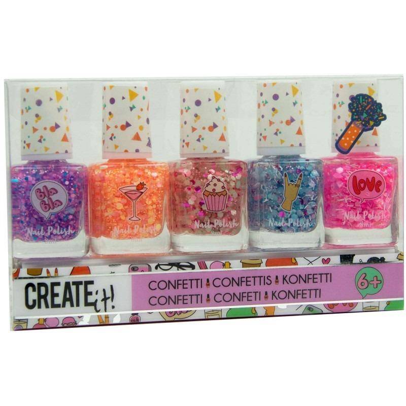 Zestaw lakierów do paznokci confetti Create It! 5 kolorów