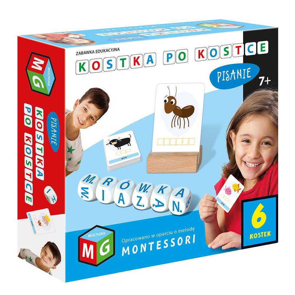Montessori zabawka edukacyjna kostka po kostce - pisanie  6 kostek