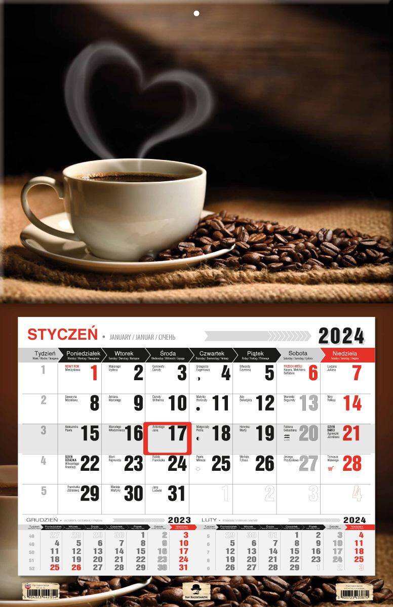Kalendarz 2024  jednodzielny Kawa KTJ3XL-V.8