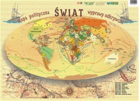 Mapa polityczna świat wyprawy odkrywcze