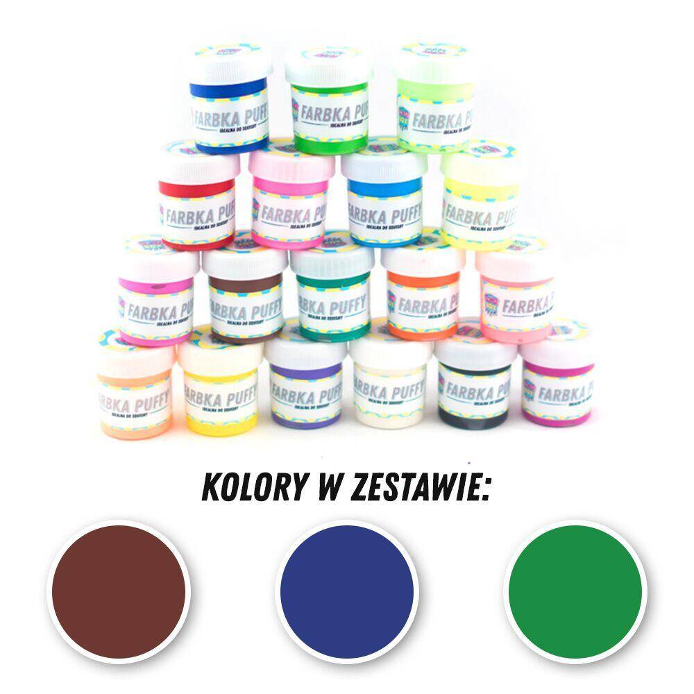 Farbki tekstylne zestaw nr 3 - 3 kolory po 25ml (brąz/granat/zieleń ciemna)