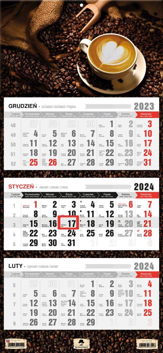 Kalendarz 2024 trójdzielny Kawa KT1-V.50