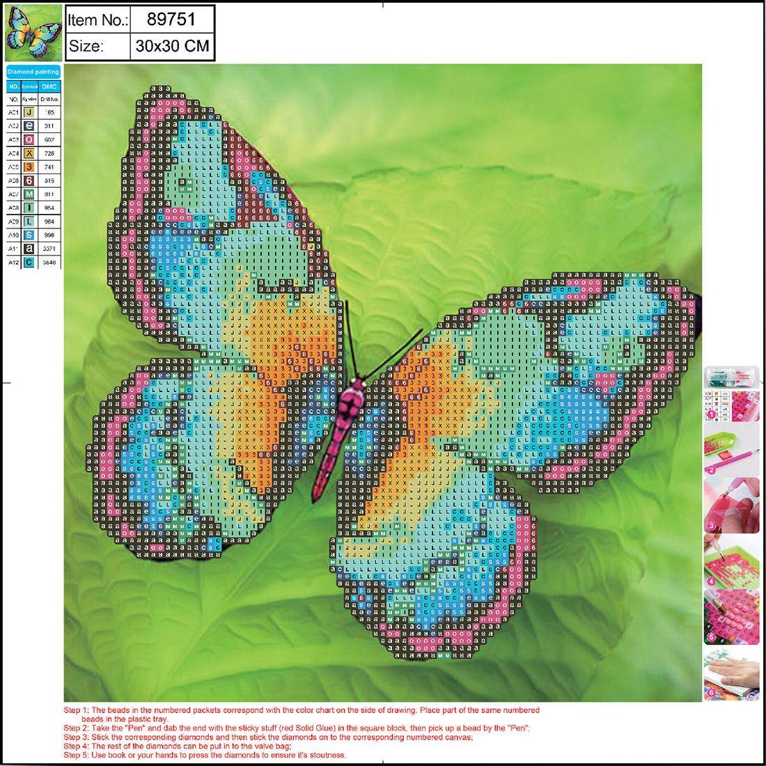 Mozaika diamentowa 5D Butterfly 30x30