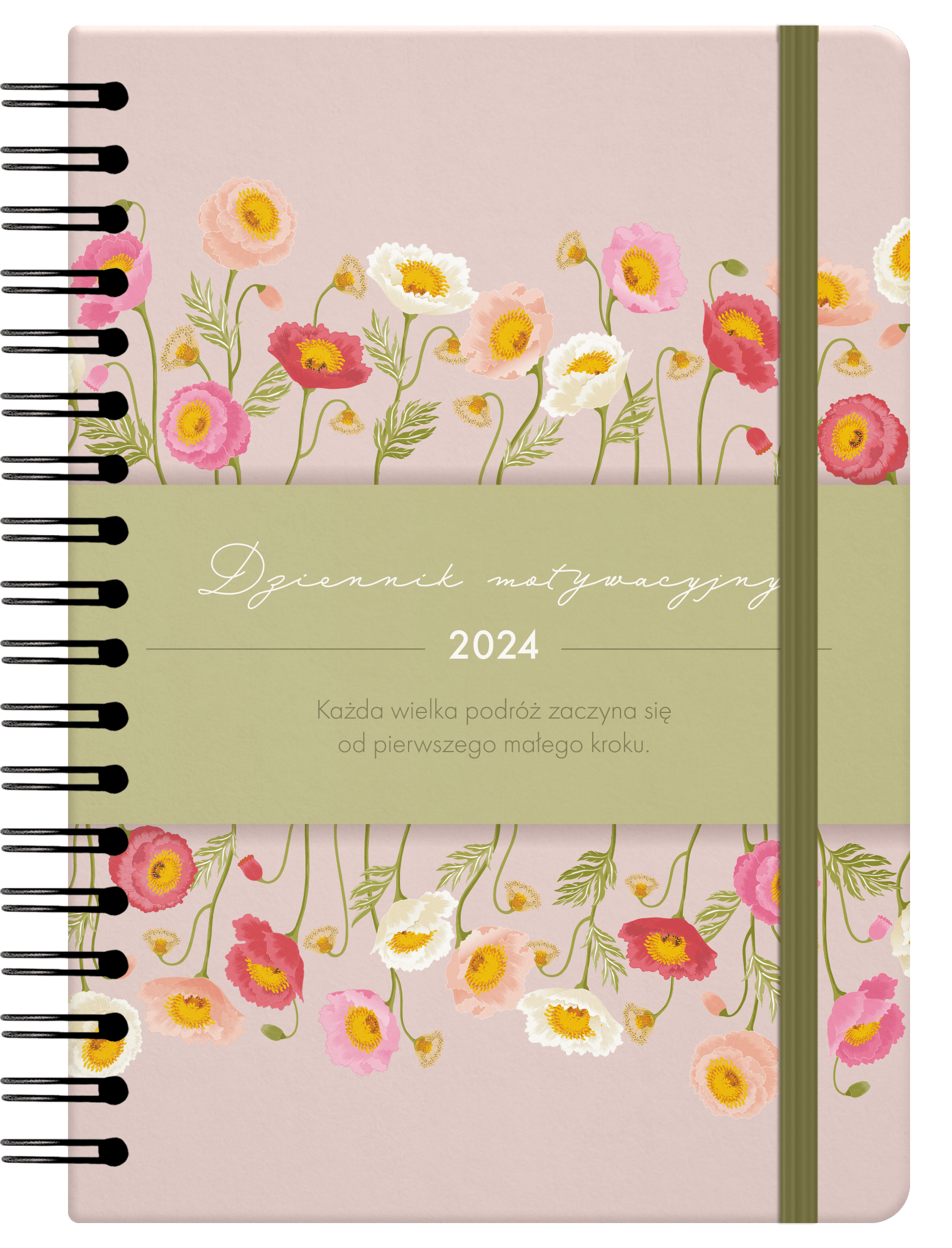 Dziennik motywacyjny 2024 A5 tygodniowy pudrowy róż