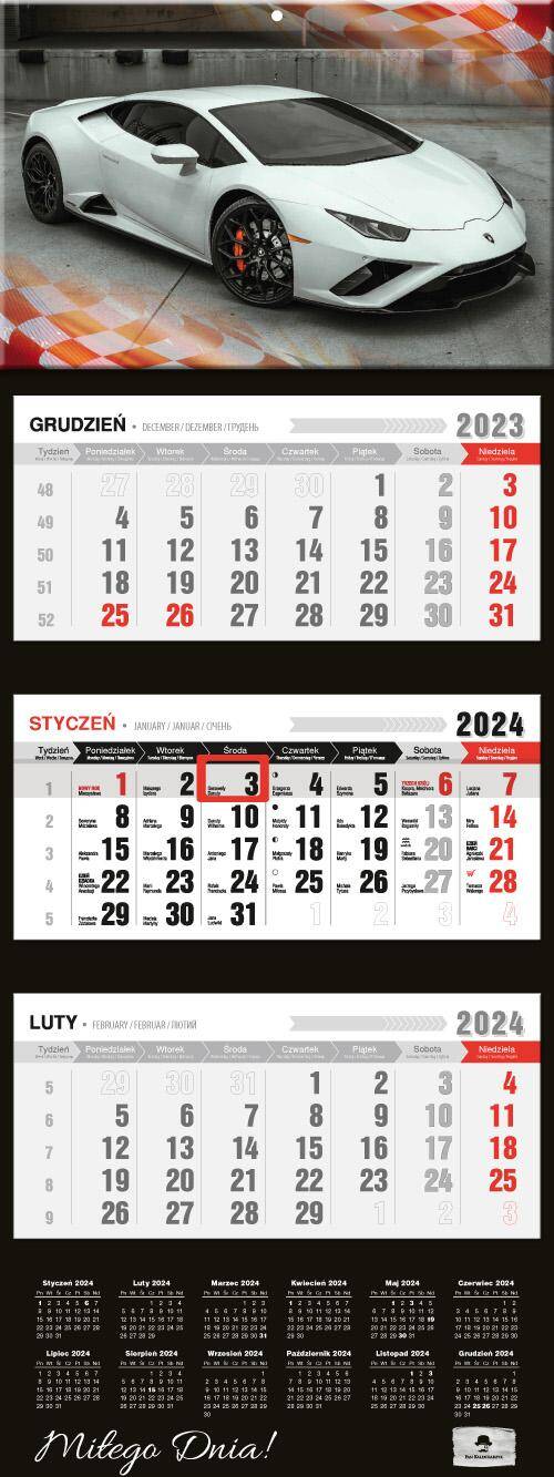 Kalendarz 2024 trójdzielny Lamborghini KT2-V.58