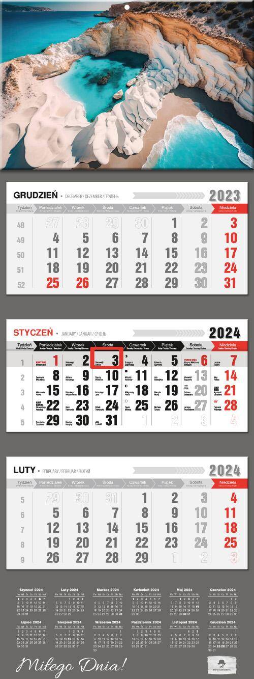 Kalendarz 2024 trójdzielny Klif KT2-V.57