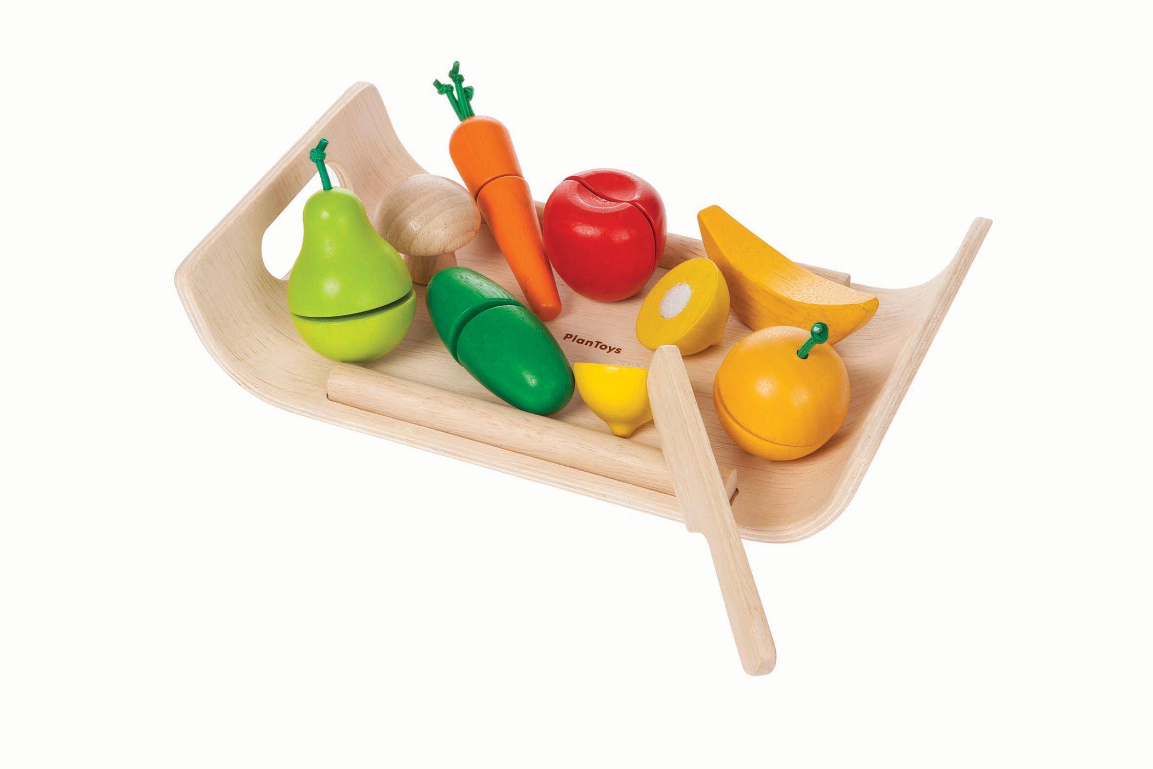 Warzywa i owoce na tacy zestaw do zabawy