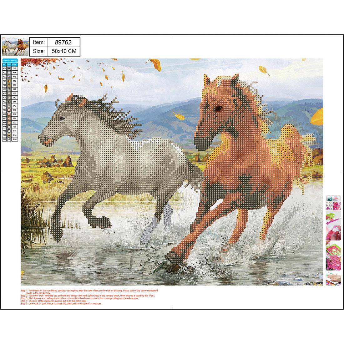 Mozaika diamentowa 5D Horses 40x50