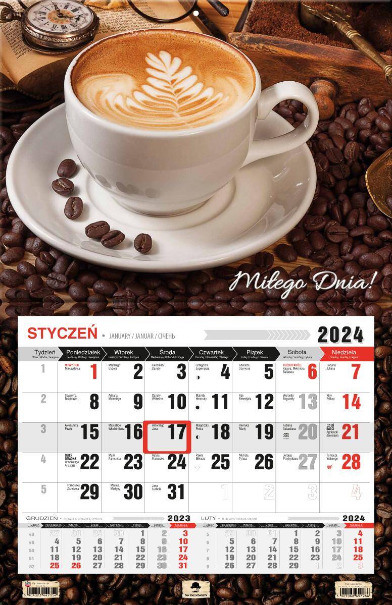Kalendarz 2024 jednodzielny Cappuccino KTJ3XL-V.12