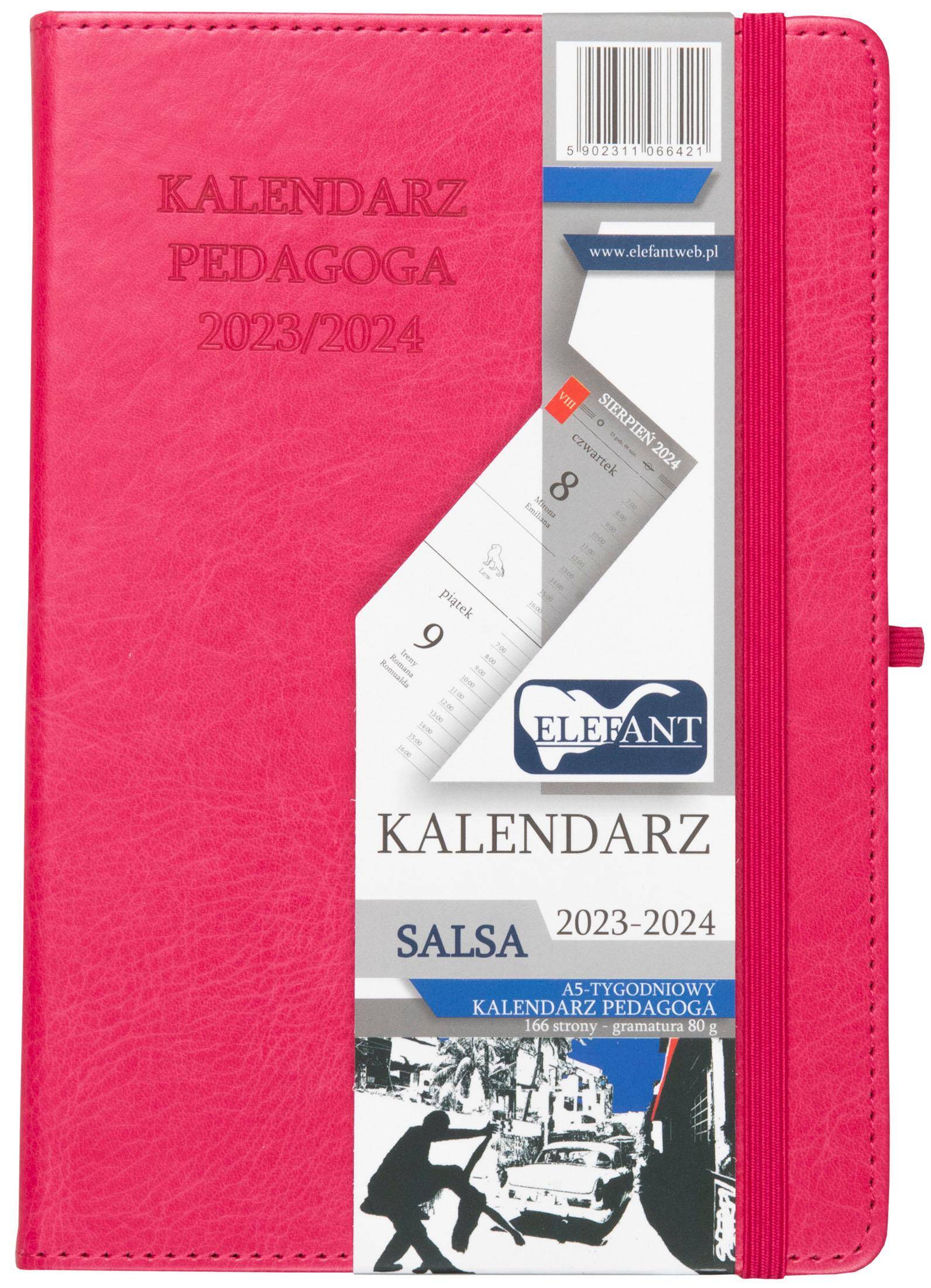 Kalendarz Pedagoga 2023/2024 salsa A5 tygodniowy karmazynowy