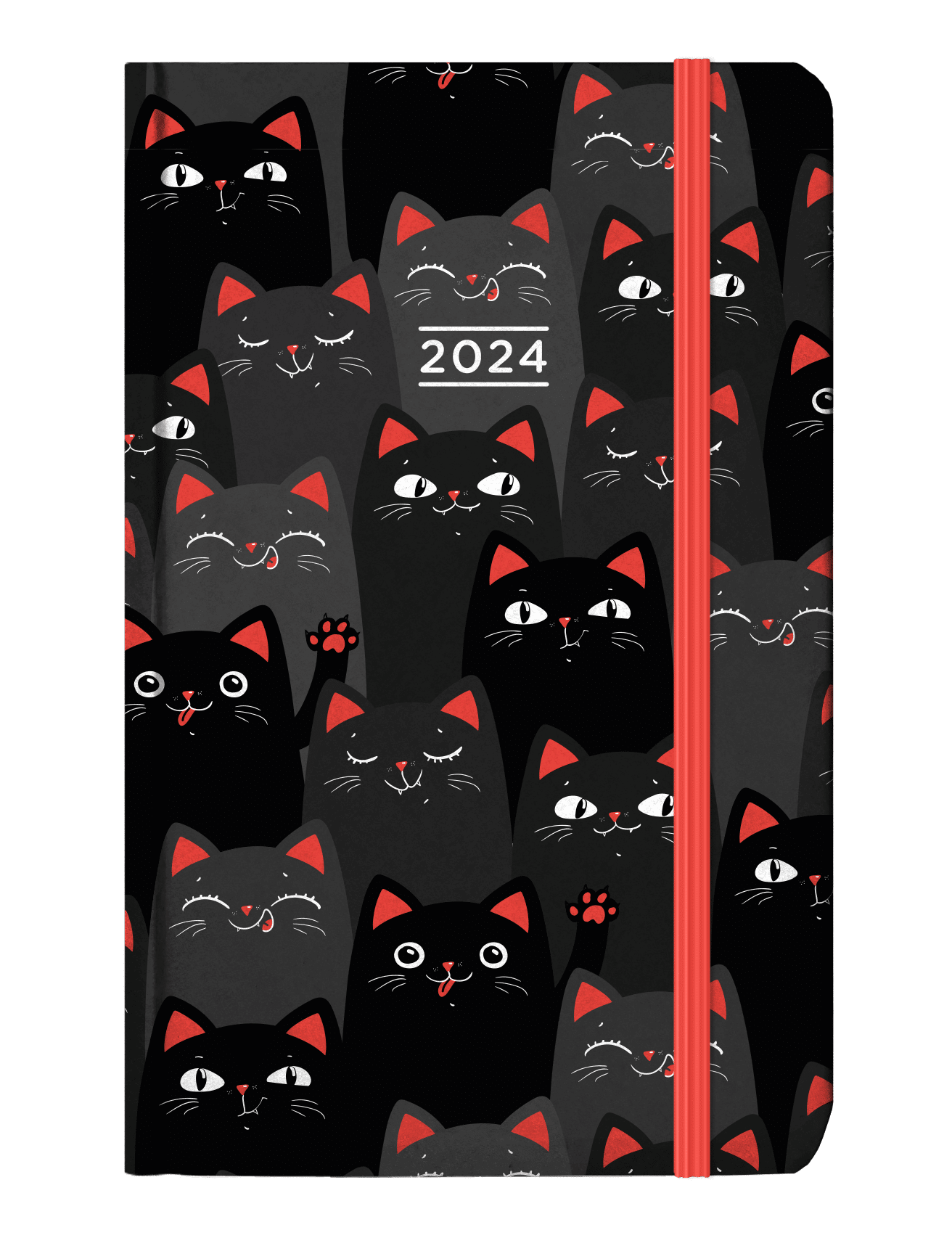 Kalendarz 2024 kieszonkowy z gumką koty