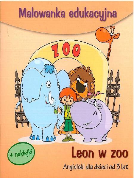 Leon w zoo. Malowanka edukacyjna