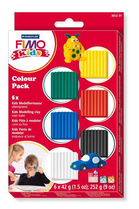 Zestaw Fimo Kids, 42 g, 6 kolorów (25, 220, 6, 052, 112, 39), Staedtler