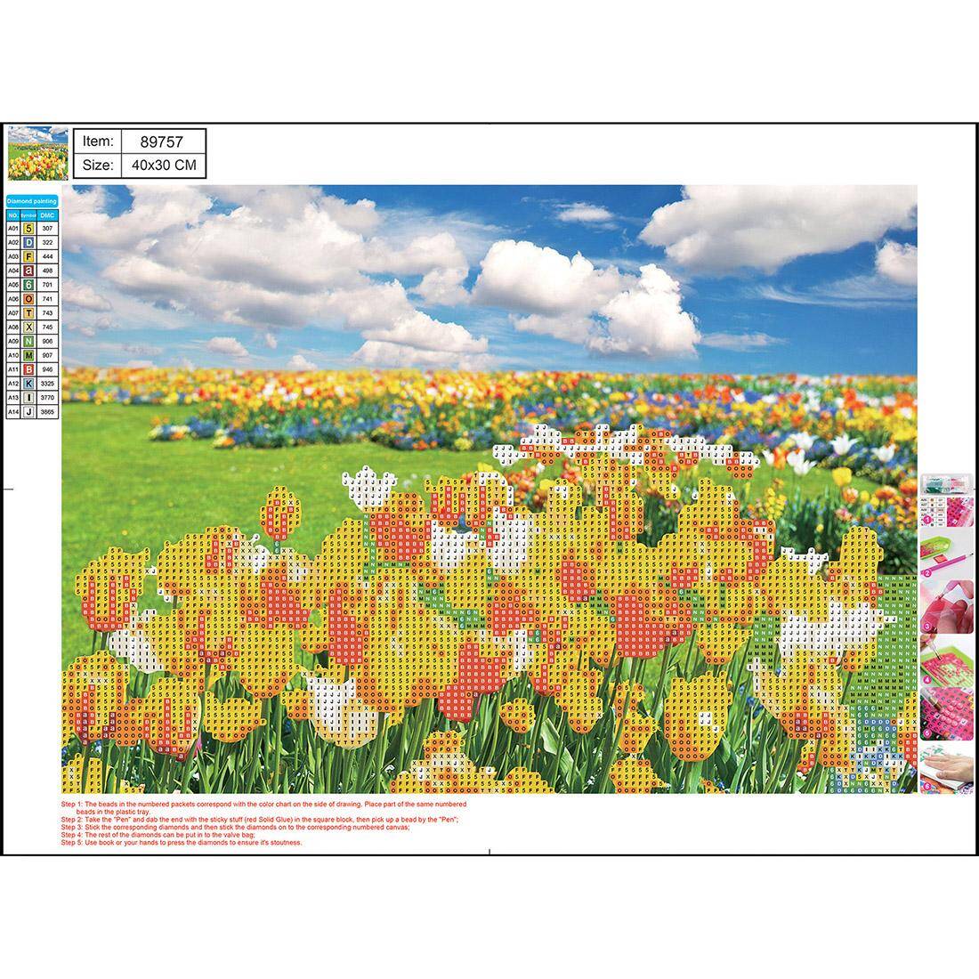 Mozaika diamentowa 5D Flower Fields 30x40
