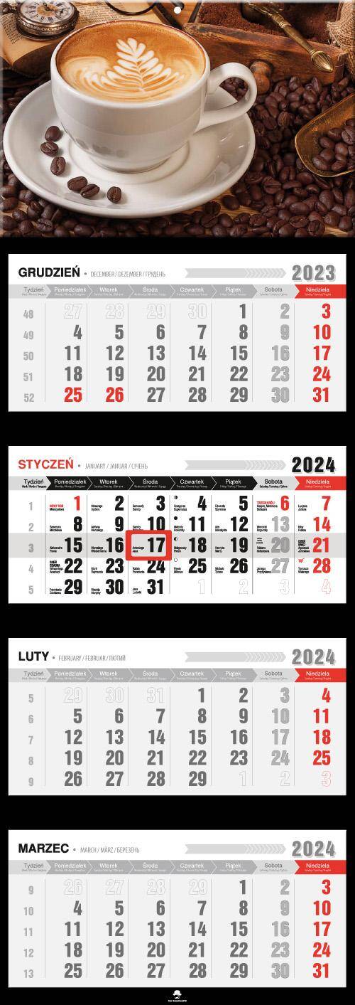 Kalendarz 2024 czterodzielny Cappucino KT4-V.2