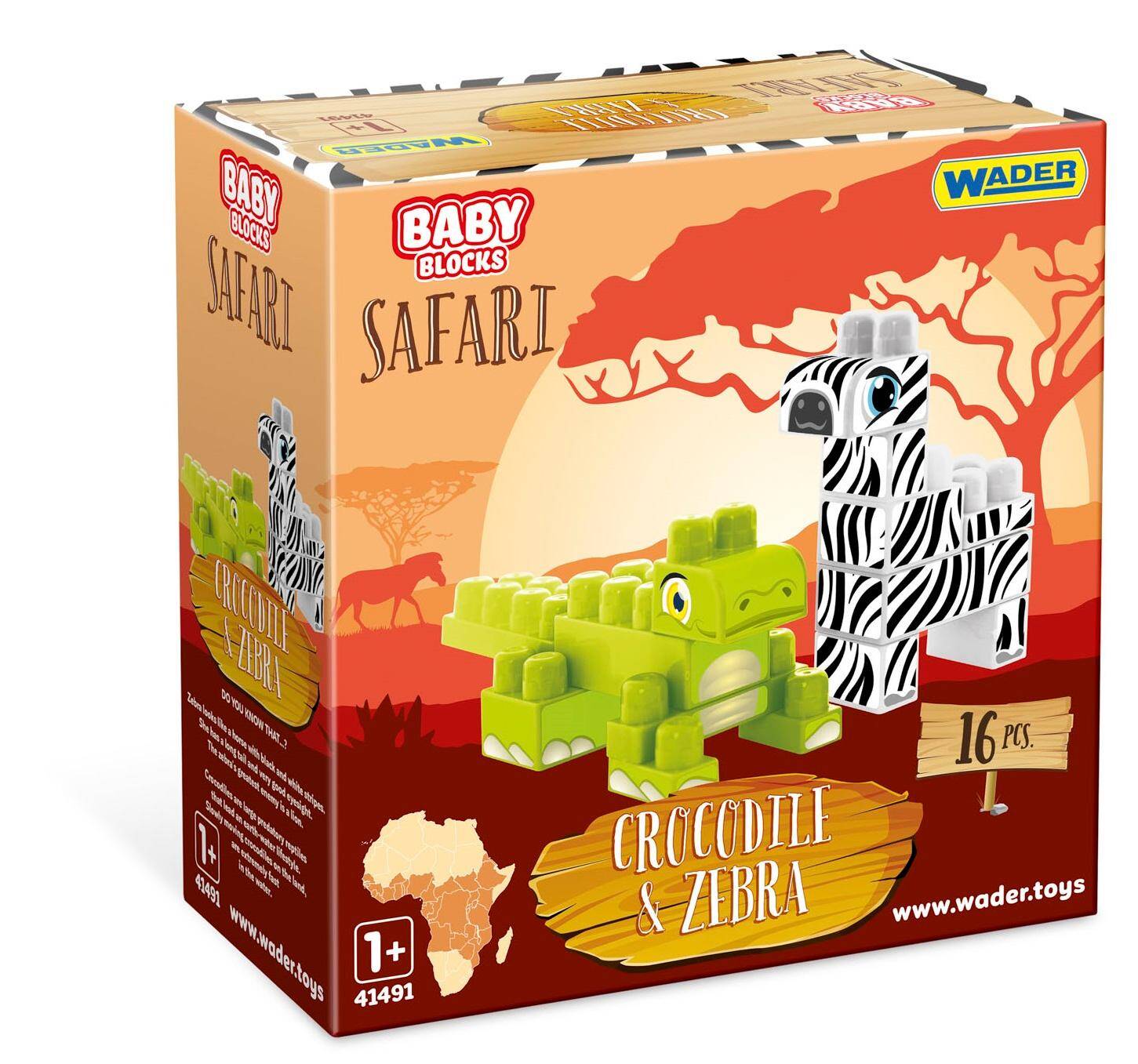 Klocki Safari Baby Blocks krokodyl i zebra 41501