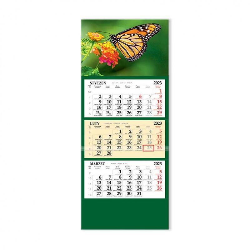 Kalendarz 2023 Trójdzielny SB6-2 Motyl
