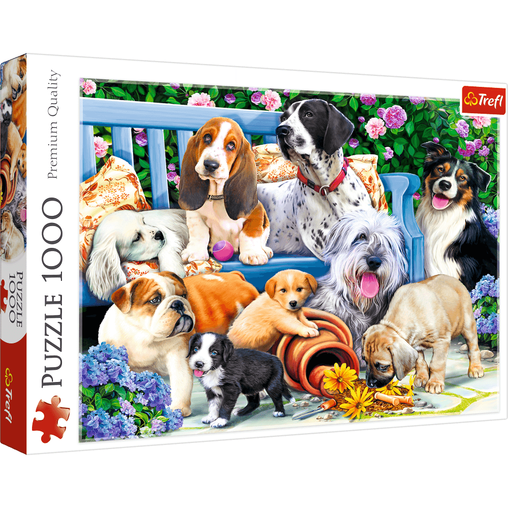 Puzzle Psy w ogrodzie 1000