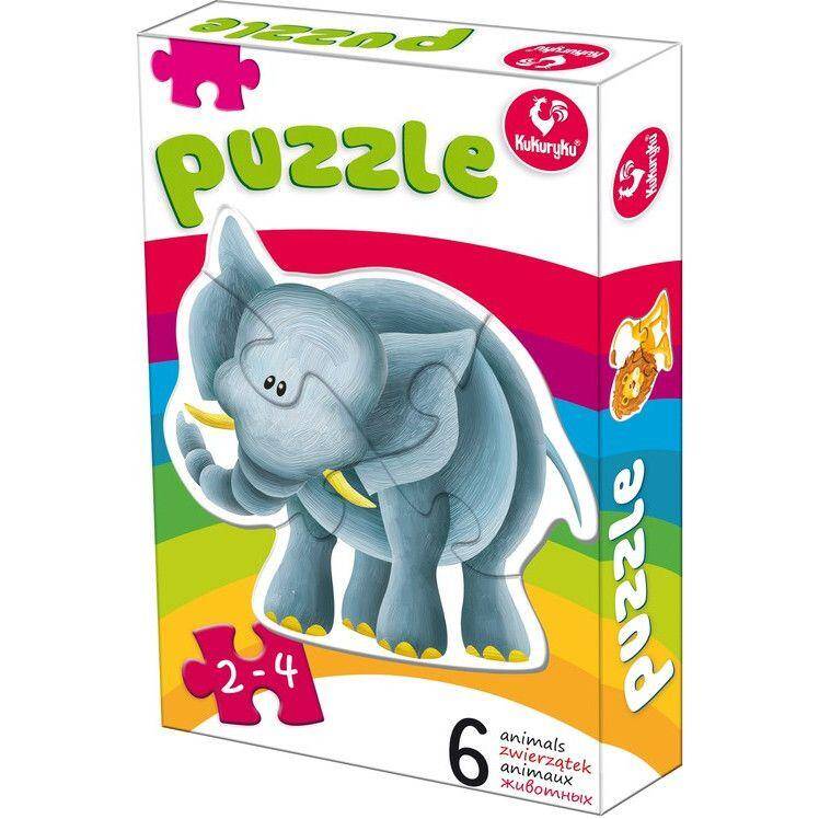 Puzzle 6w1 zwierzątka słoń i inne