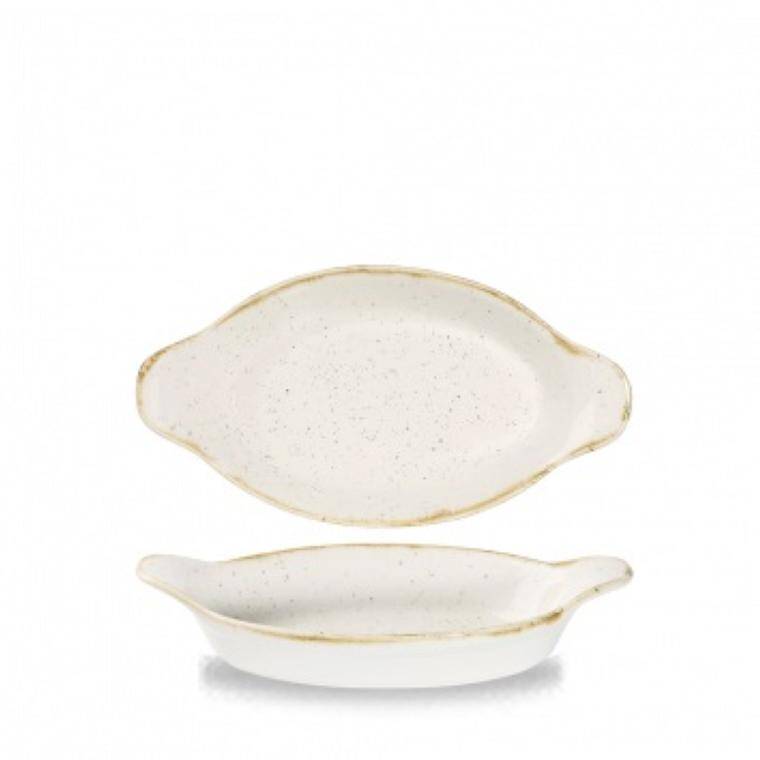 STONECAST BARLEY WHITE Intermediate Oval Eared Dish cap. 380 ml