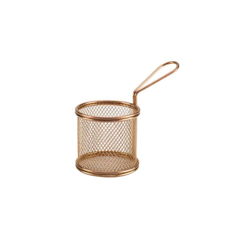 Table Pres Copper Serving Fry Basket Round 9.3 x 9cm diam. 93 mm