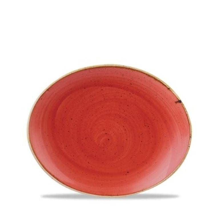 STONECAST BERRY RED Oval Coupe Plate diam. 192 mm