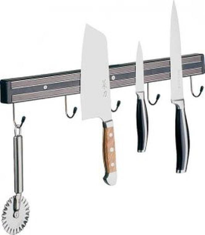 MAGNETIC KNIFE RACK WITH HOOKS