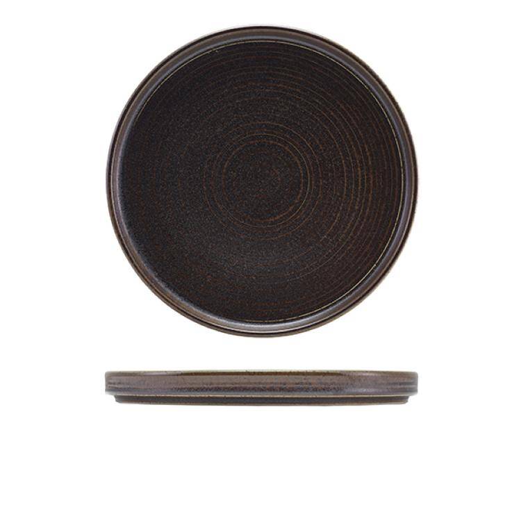 Terra Tableware Terra Porcelain Cinder Black Low Presentation Plate 25cm diam. 250 mm