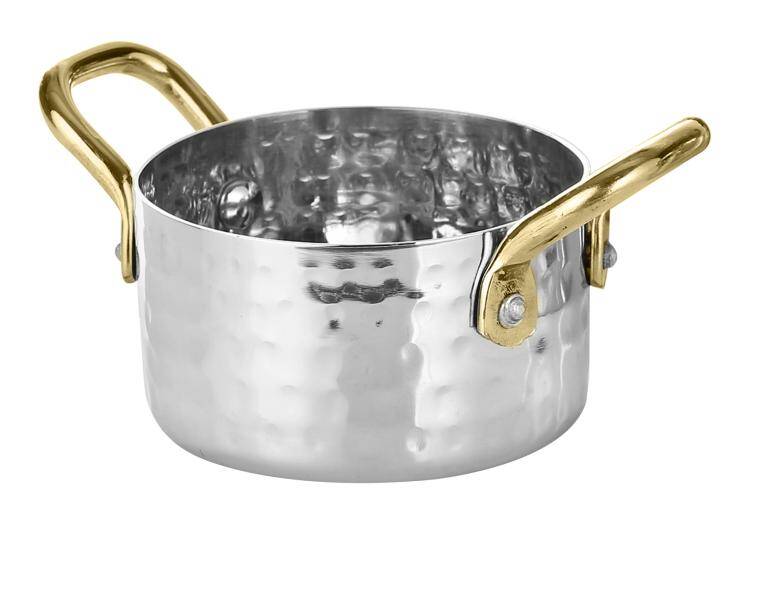 CHARMS, SAUCE POT, 2 HANDLES, HAMMERED STEEL, cap. 350 ml; diam. 90 mm; h. 50 mm