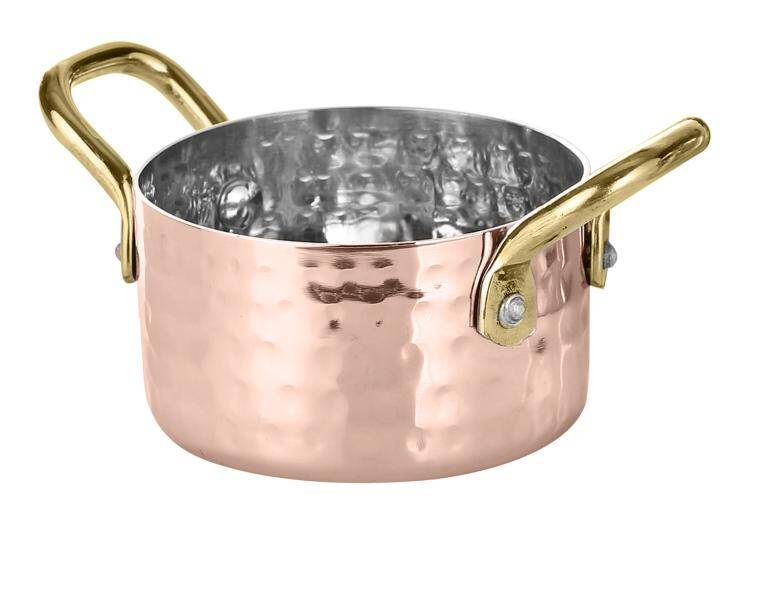 CHARMS, SAUCE POT, 2 HANDLES, HAMMERED COPPER, cap. 600 ml; diam. 115 mm; h. 70 mm