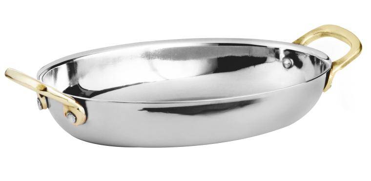 CHARMS, OVAL FRYING PAN, 2 HANDLES, STAINLESS STEEL, cap. 500 ml; w. 195 mm; l. 135 mm, h. 32 mm