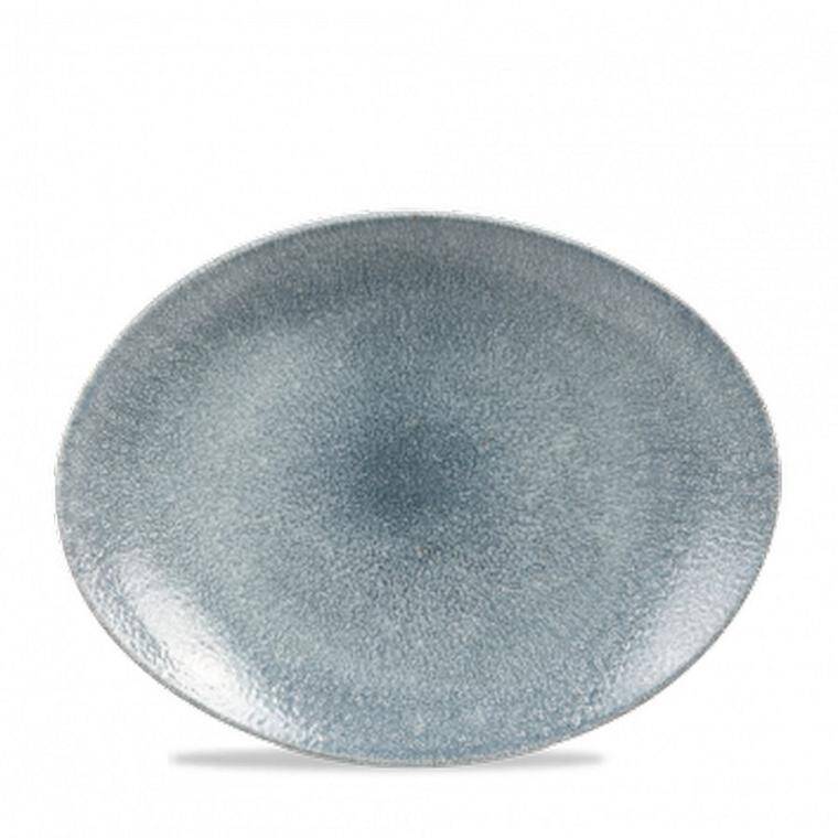 RAKU TOPAZ BLUE Oval Coupe Plate 317x255 mm