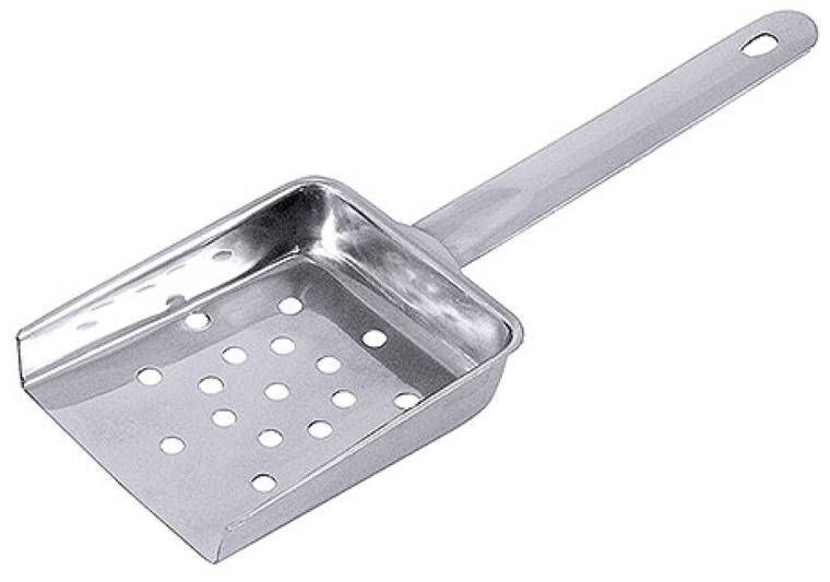 PERFORATED CHIP SCOOP WITH FLAT HANDLE