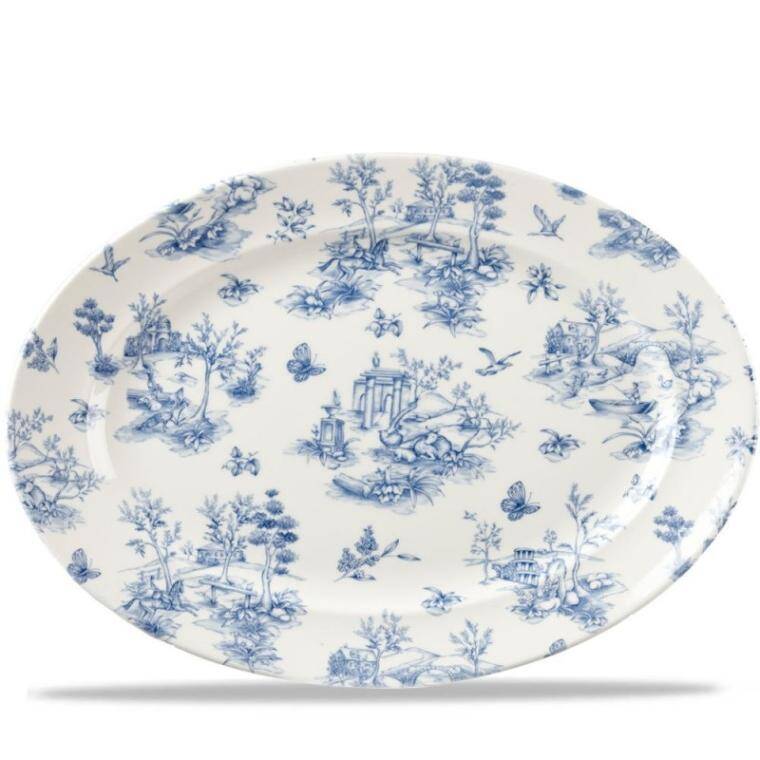 TOILE PRAGUE Toile Oval Rimmed Dish 293x365 mm