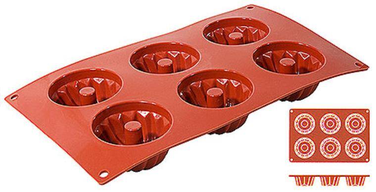 NON-STICK GUGELHUPF MOULDS WITH 6 MOULDS 175x mm