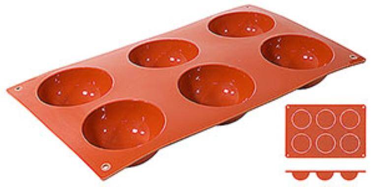 NON-STICK HEMISPHERICAL MOULDS WITH 6 MOULDS 7 CM 175x mm