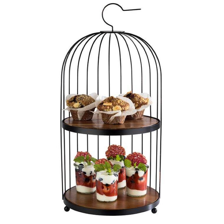 BIRDCAGE DWU PIĘTROWA ETAŻERA BUFETOWA CZARNY śr 260x540h mmAB-33206