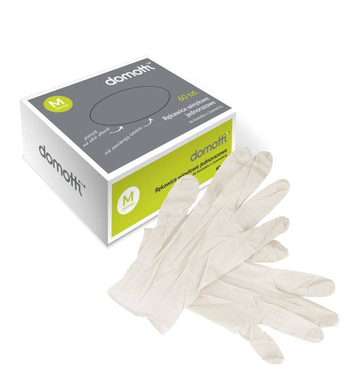 FOOD, DISPOSABLE, VINYL GLOVES M - 60pcs 260x340 mm  CENA DO WYPRZEDANIA STOKU