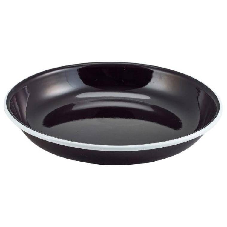 Table Presentation ENAMEL RICE/PASTA PLATE BLACK WITH WHITE RIM 20CM diam. 200 mm