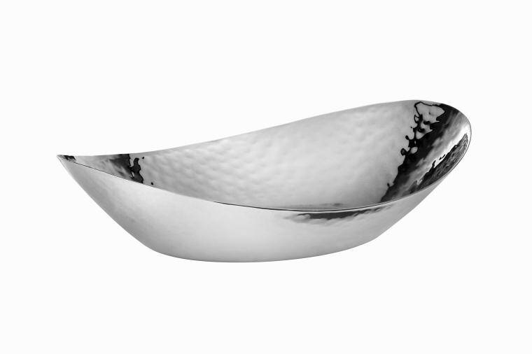 CHARMS, BIG OVAL BOWL, HAMMERED STAINLESS STEEL, w. 240 mm, l. 160 mm, h. 60 mm