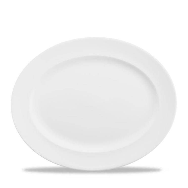 WHITE Oval Rimmed Dish 365x293 mm