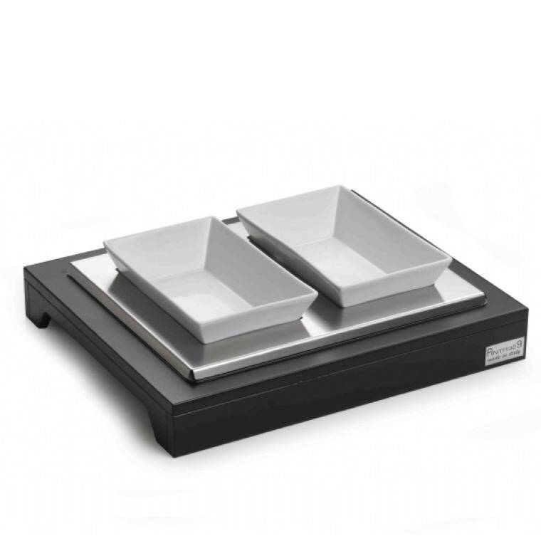 TRENDY BAR COOLING BASE WITH 2 BOWLS 380x320 mm