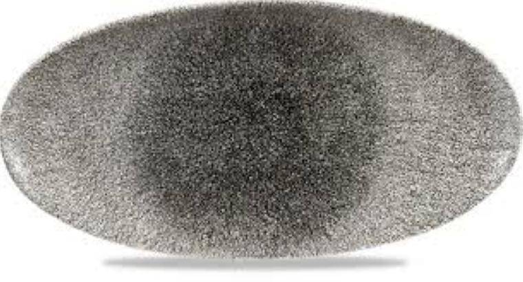 RAKU QUARTZ BLACK Chefs' Oval Plate 173x347 mm