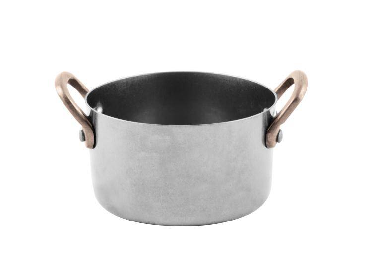 CHARMS, SAUCE POT, 2 HANDLES, VINTAGE STAINLESS STEEL, cap. 600 ml; diam. 115 mm; h. 70 mm